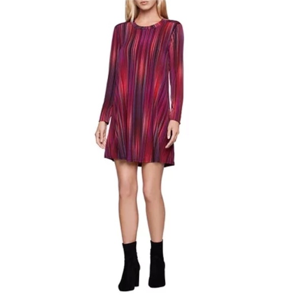 BCBGeneration Pink Striped Long Sleeve A Line Dress - Picture 1 of 6